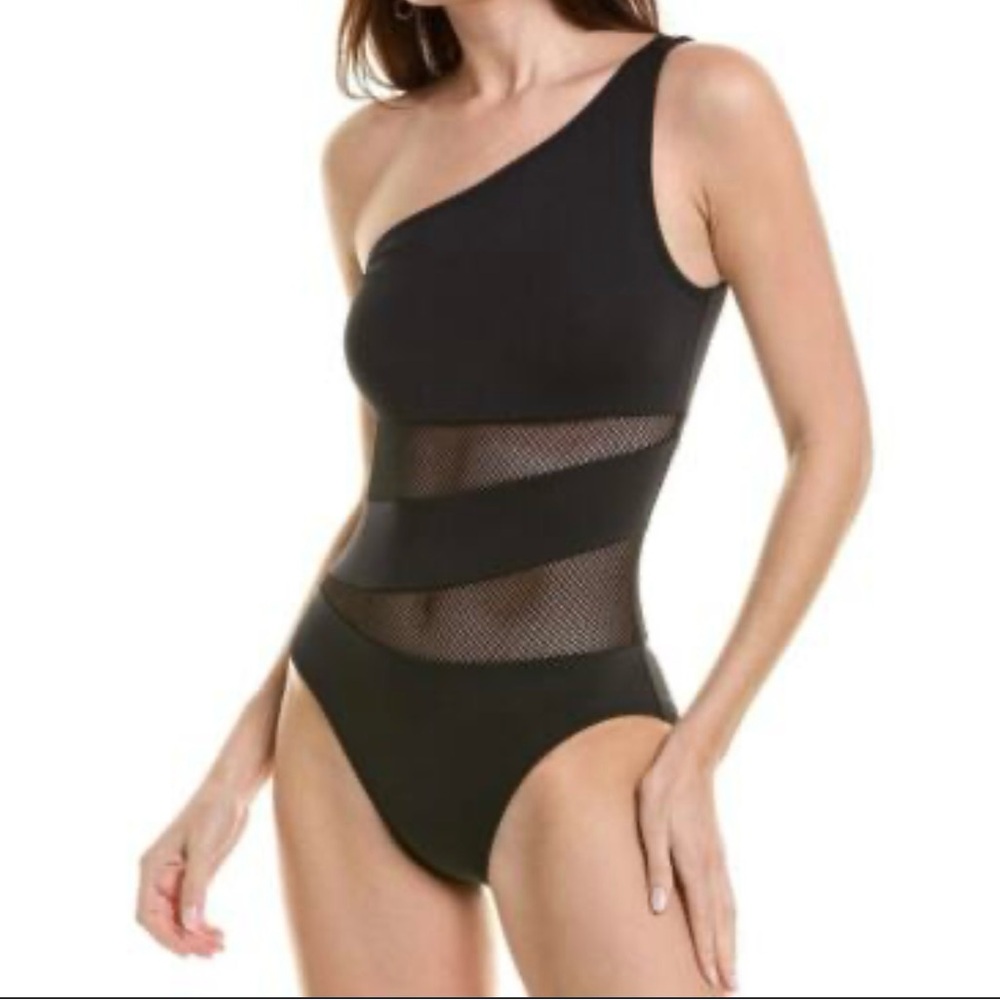 Carmen Marc Valvo Black Mesh Swimsuit